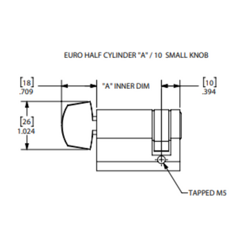 INTERLOCK Euro Profile Cylinder 50/10 Half cylinder with thumbturn inside - Brushed Nickle